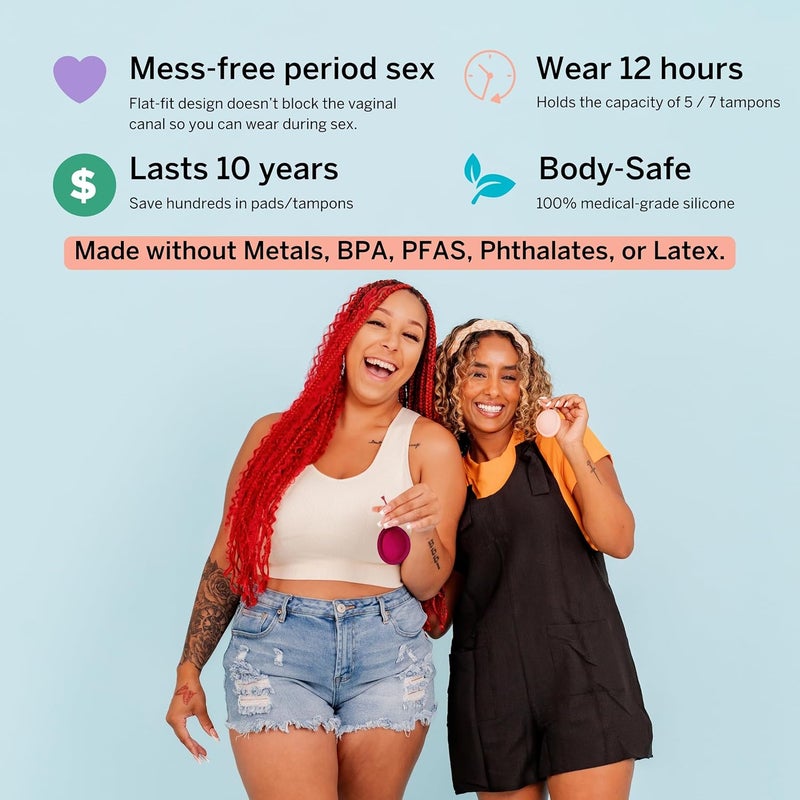 Pixie Cup أقراص الحيض مع جهاز التعقيم - مصنفة رقم 1 لأكثر أقراص الحيض راحة وقابلية لإعادة الاستخدام - تقتل 99.9% من الجراثيم مع جهاز التنظيف بالبخار - اغسل قرصك في 3 دقائق! - مجموعة تعقيم مدمجة - Image 4